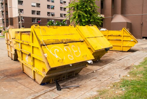 Commercial waste containers outside a depot in Ickenham