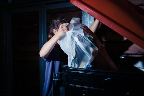 Homeowner sorting garage items